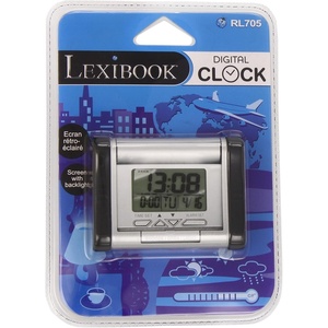 image:imageLEXiBOOK SelfOpening Travel Clock Alarm with Snooze Function Large Screen for Easy Reading Batterie Silver RL705