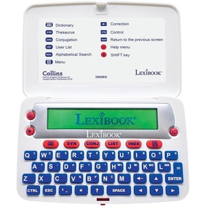image:imageLEXiBOOK  The Collins English Dictionary 13th Edition  Electronic Dictionary Definitions Thesaurus Conjugation Phonetic Spellchecker Crossword Solver with Battery BlueWhite D850EN